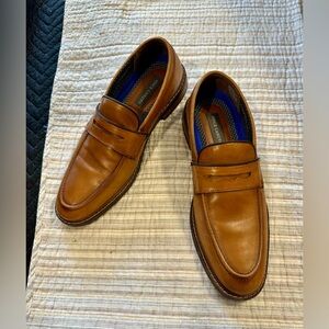 Vince Camuto VY-Layton Cognac Brown Leather Penny Loafers Men’s 8.5M Dress Shoes